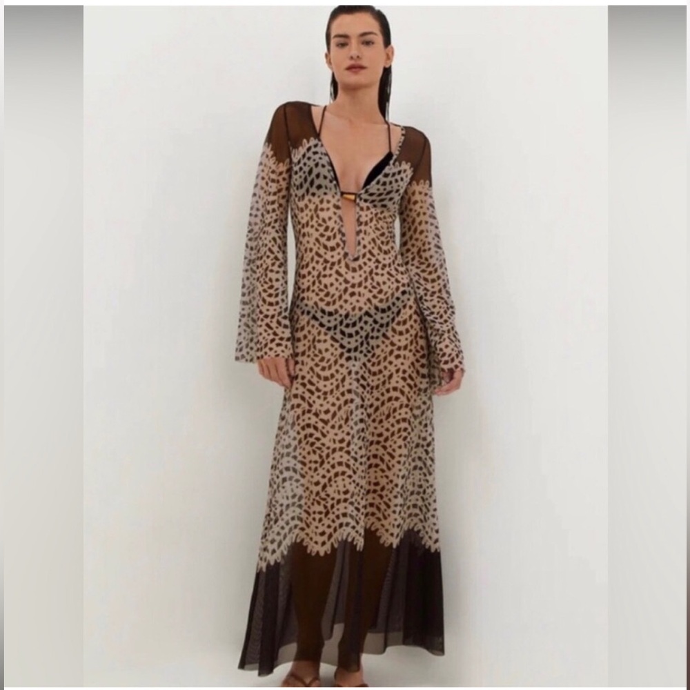 Caroline Constas Lidi Long Cover Up Tunic Beach Swim Cover-up